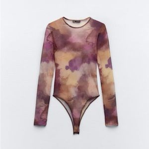 Printed Zara mesh bodysuit